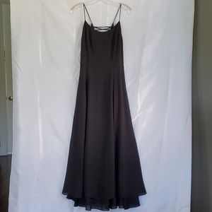 Long black spaghetti strap dress w/lace up back